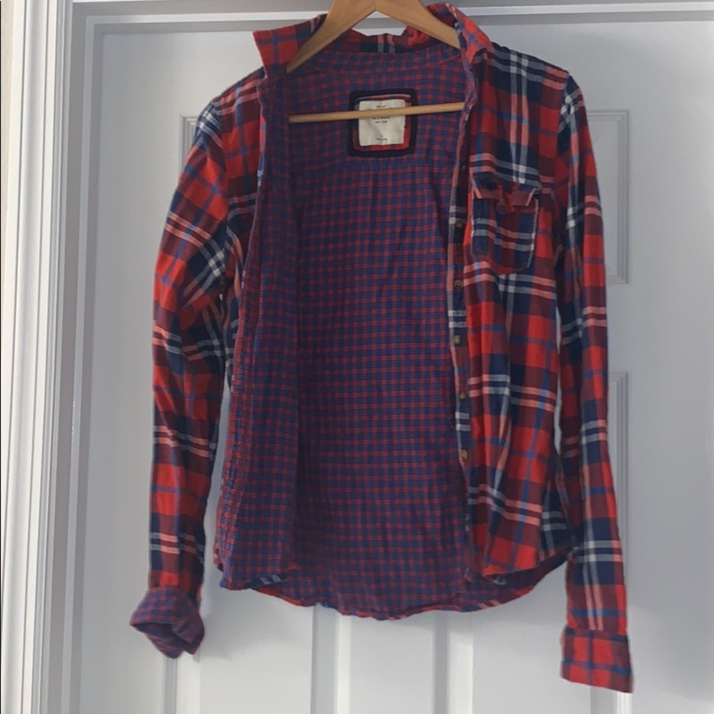 Lightly worn plaid shirt